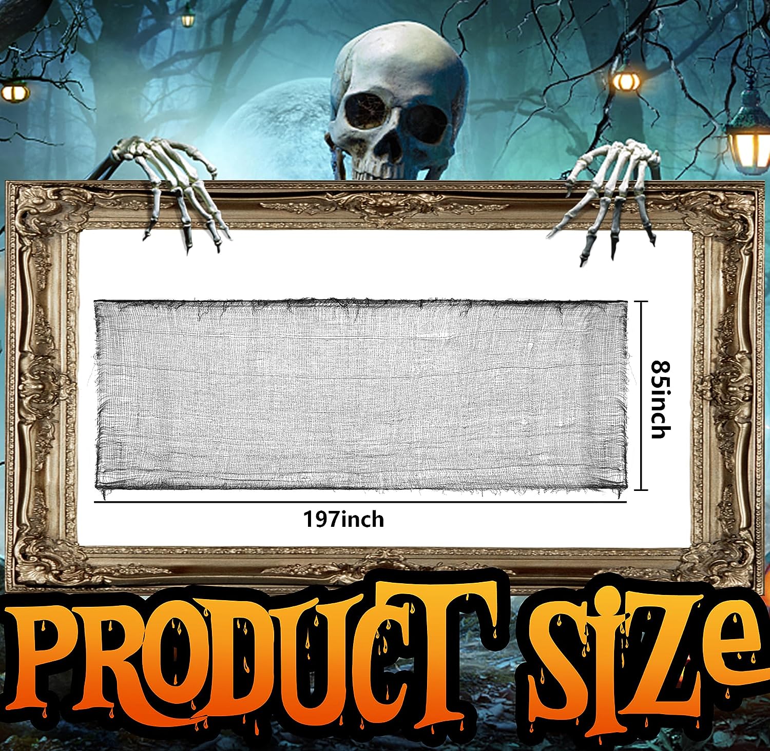 Halloween Creepy Cloth 197" x 85" Scary Gauze Blood Creepy Cloth for Haunted House Halloween Party (Black)