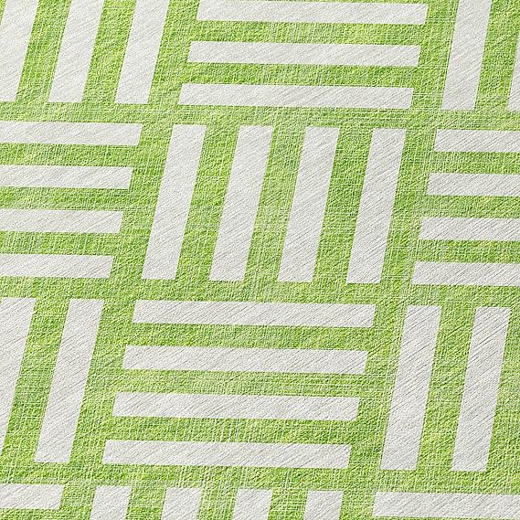 Lime Green and Ivory Geometric Area Rug For Home Decor
