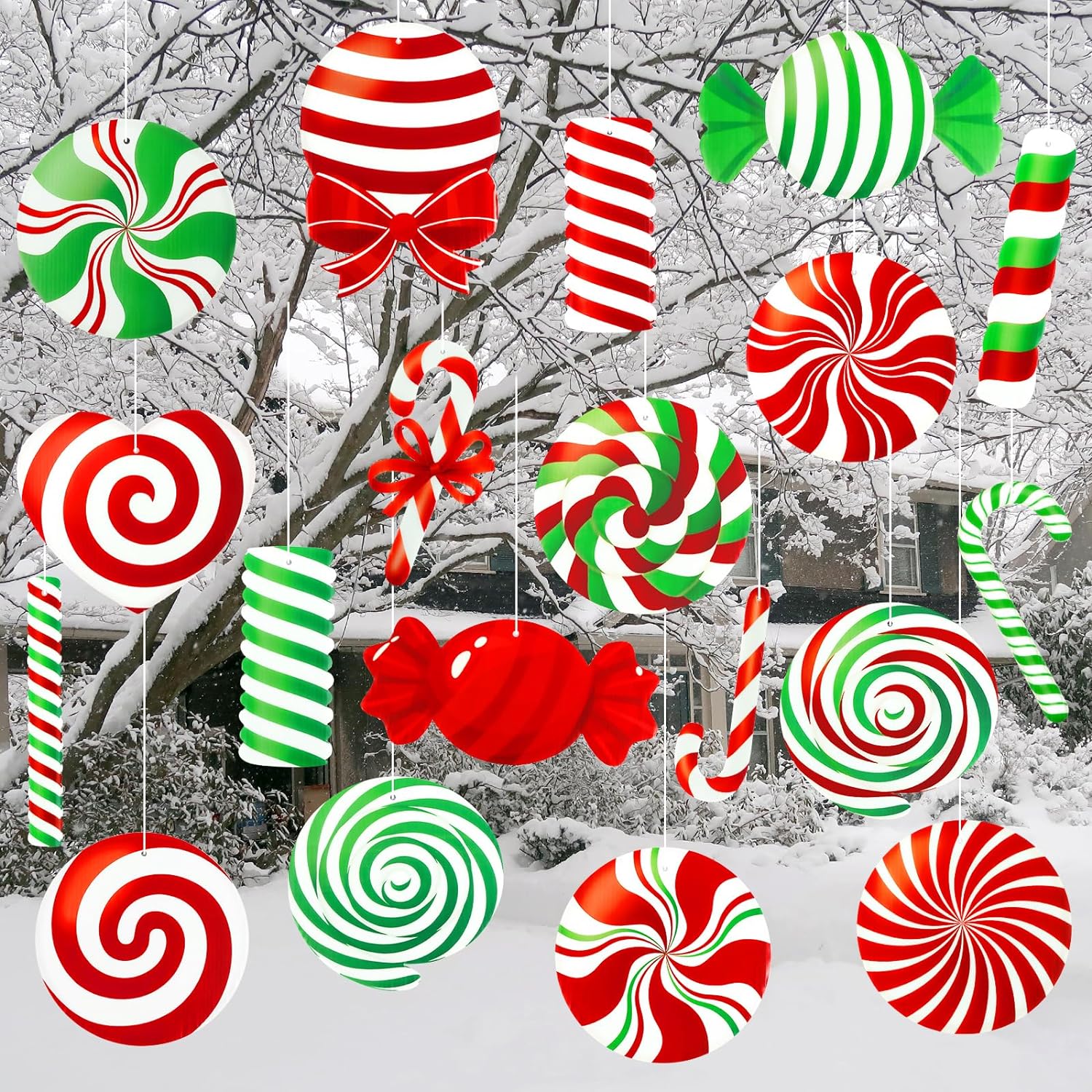 Candy Cane 24 Pieces Christmas Decorations Large Double Sided Christmas Yard Decorations