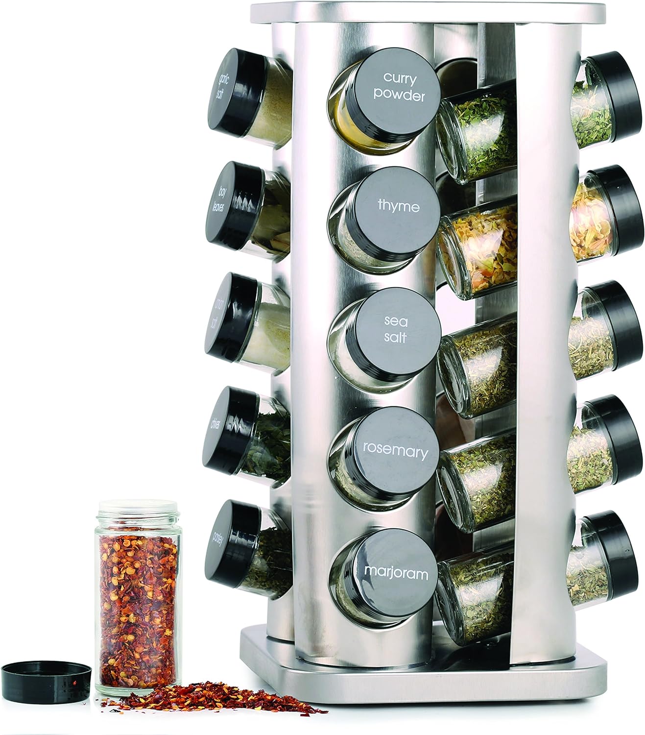 Revolving Spice Rack Organizer, 20 Jar Spice Rack with Spices Included