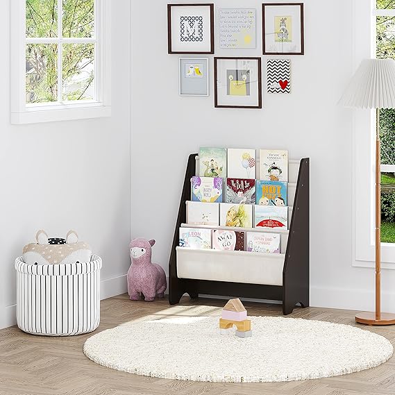 Kids Magazine Rack with Organizer (Espresso)