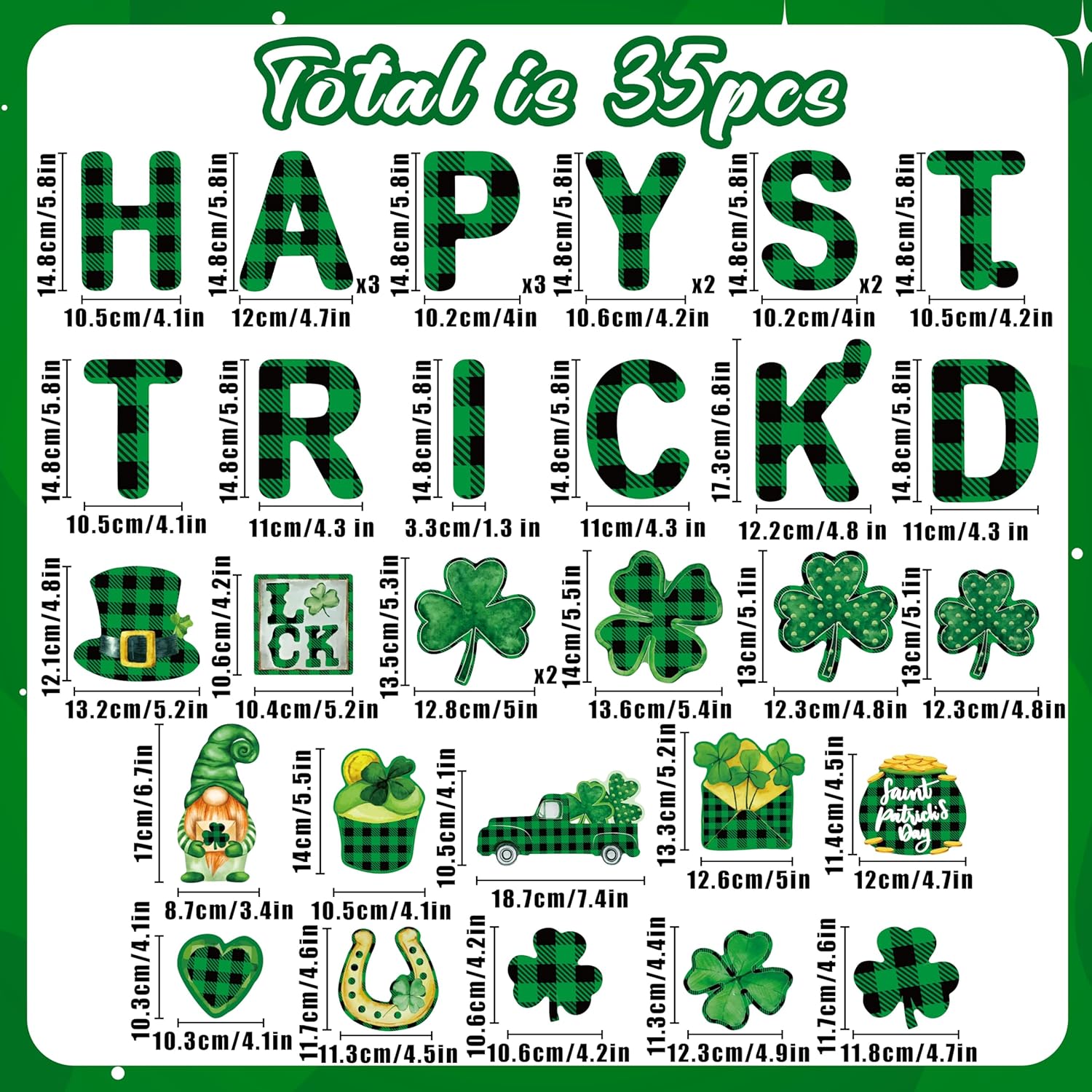 St. Patrick's Day Garage Door Decorations Magnets 35PCS Holiday Decor