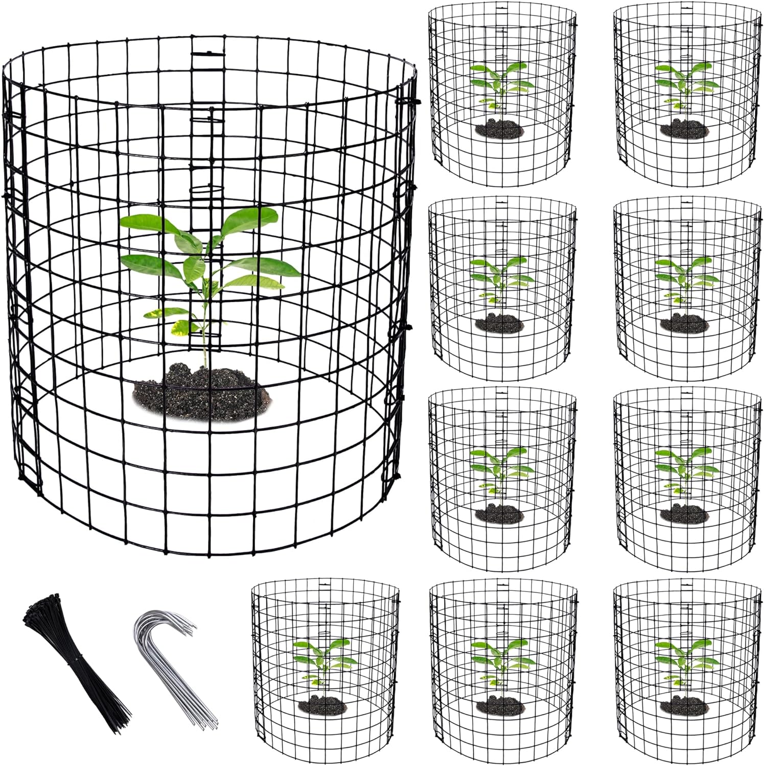 Metal Mesh Plant Cage 10 Packs Wire Plant Protector from Animals - 12" H X 12" D