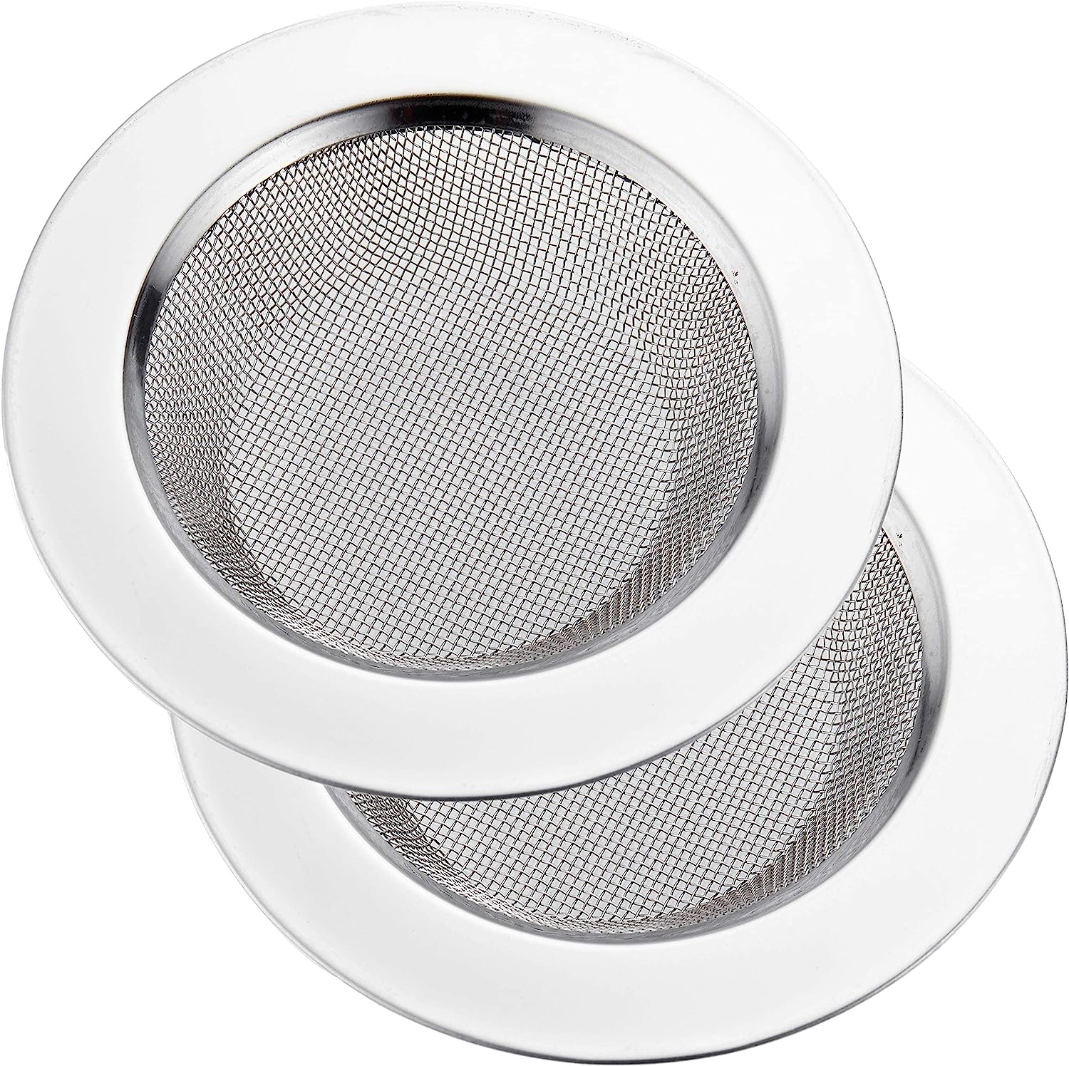 Kitchen Sink Strainer Stainless Steel with Large Wide Rim 4.5" Diameter (2 Pieces)