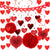 Valentines Day Decoration Kit, 1 Heart Shaped Garland, 2 Tissue Fans, 2 Tissue Poms, 6 Heart String, 8 Double Swirls and 4 Foil Cutouts Swirls and 4 Cardstock Cutouts Swirls