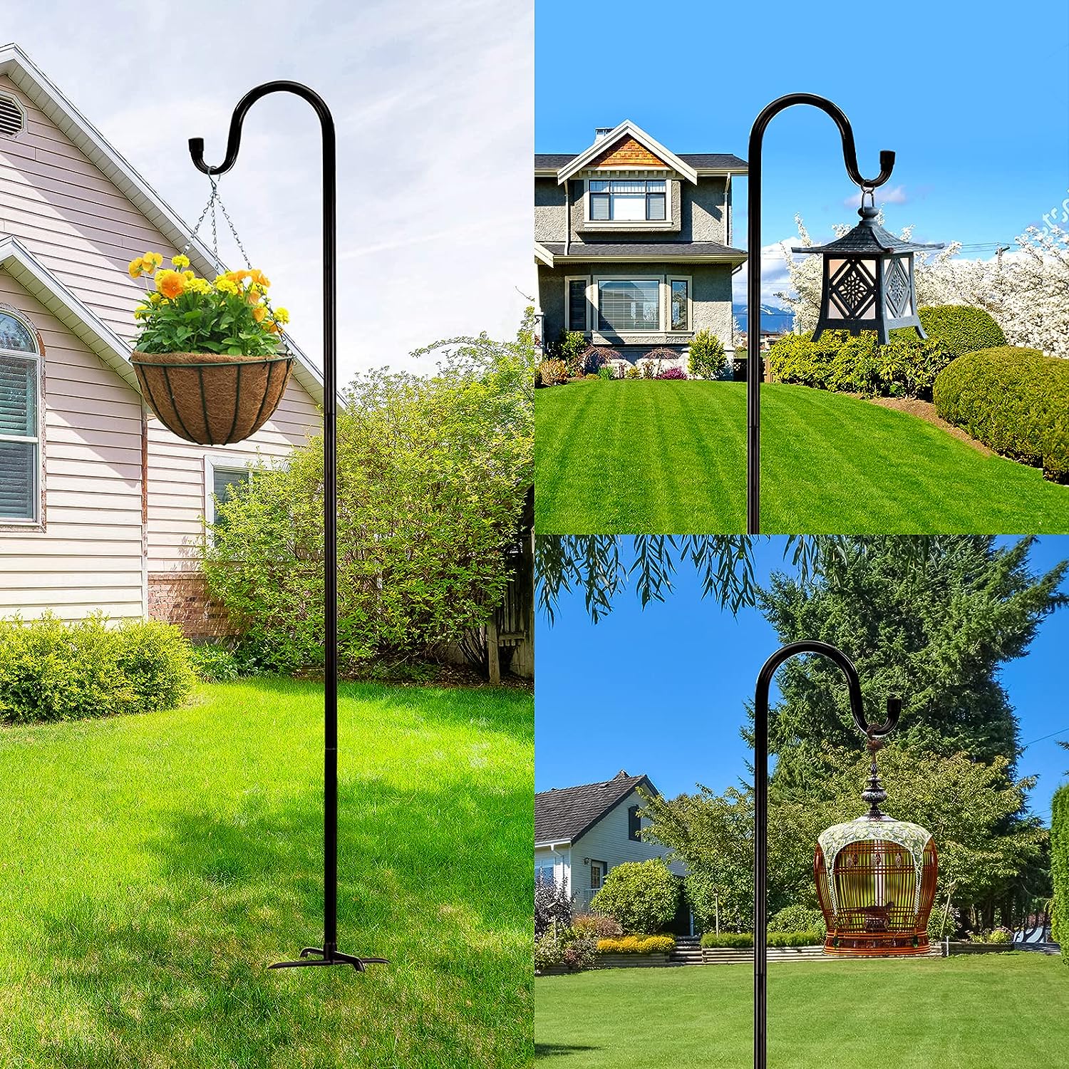 Heavy Duty Garden Hooks for Bird Feeder, Solar Light, Plant Hanger, Wedding Decor with 5 Base Prongs