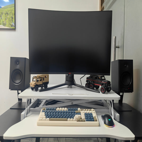 Desk Converter Sit-Stand 32" with Keyboard Tray (White)