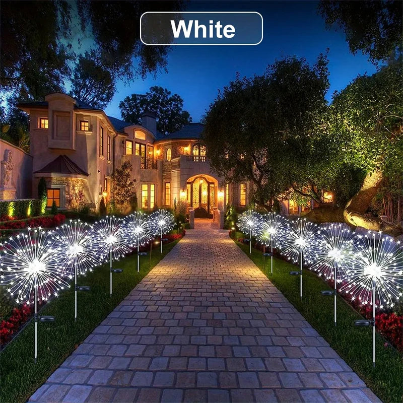 4PCS Solar Firework Lights 90 LEDs for Christmas Outdoor Decor (White)