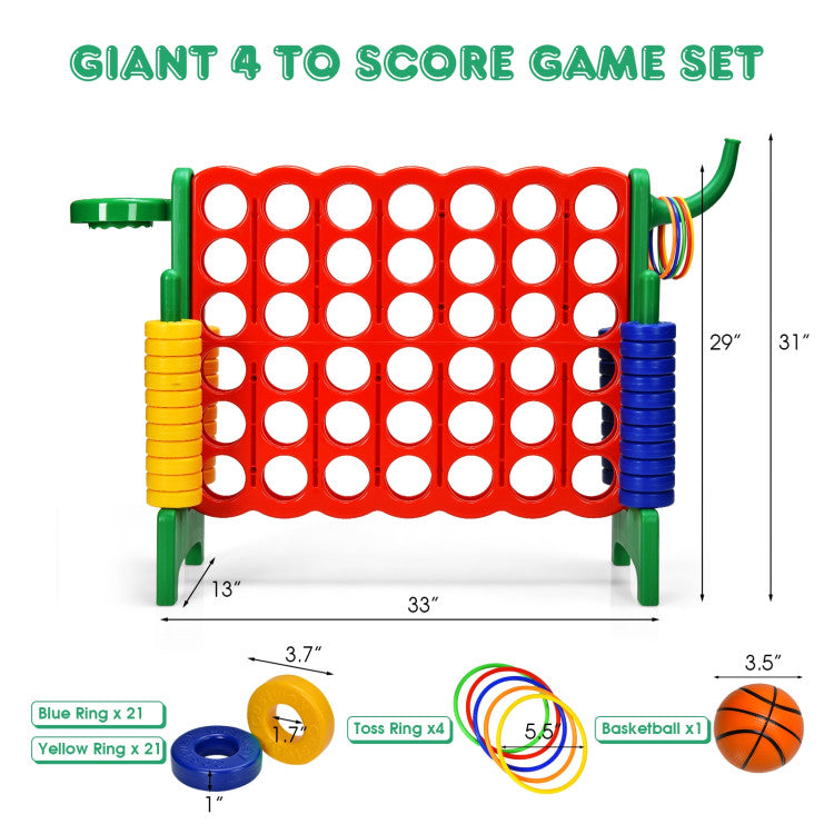 Kids Playroom 2.5 Feet 4-to-Score Giant Game Set with Basketball Hoop