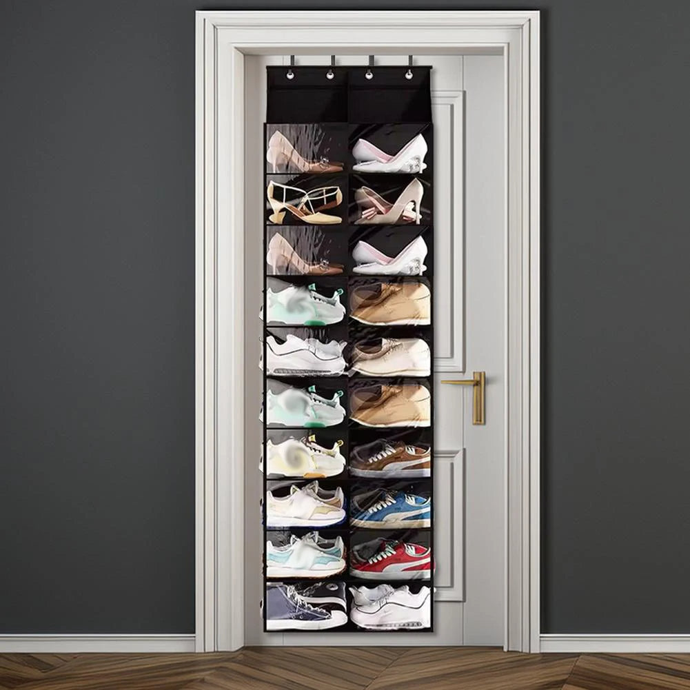 Over Door Shoe Organizer with 20 Large Pockets &amp; Hooks