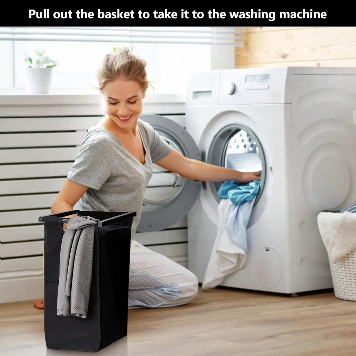 Laundry Hamper with Top Shelf &amp; Removable Laundry Bags
