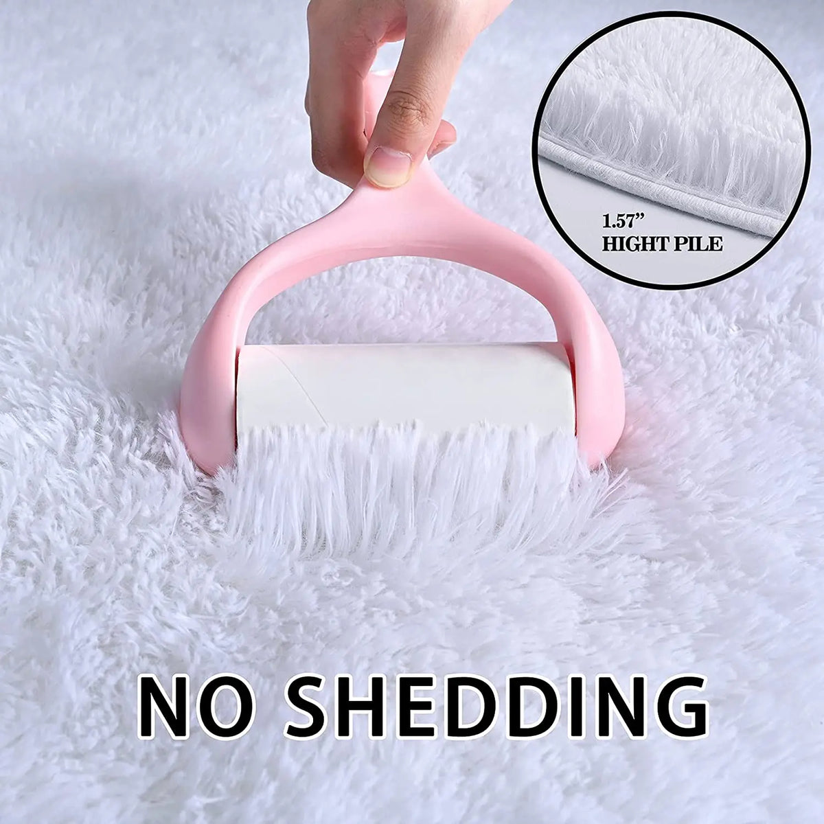 Oval Fluffy Area Rug Ultra Soft Plush Shaggy Carpet for Bedroom (White)