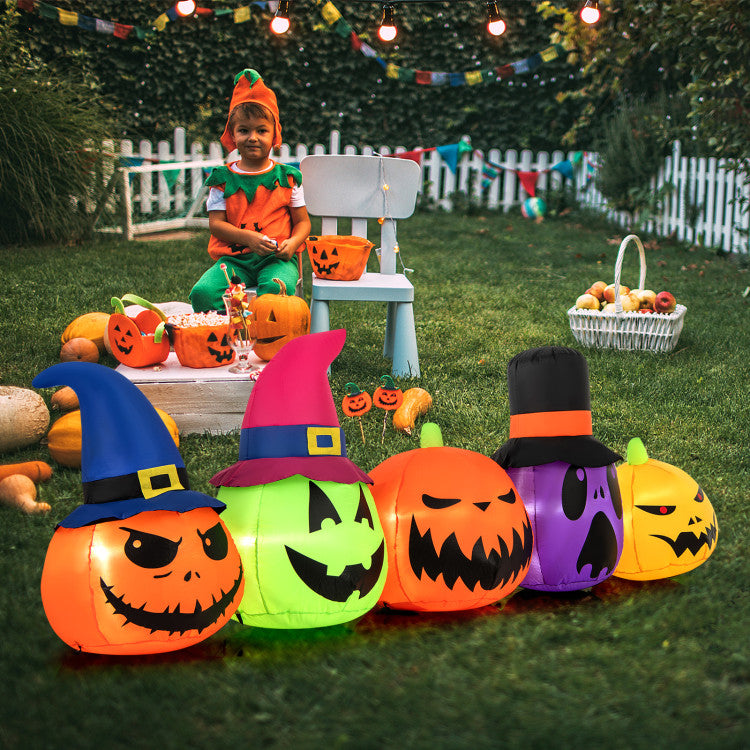 9ft Inflatable Pumpkin Patch with LED Lights &amp; Witch Hats