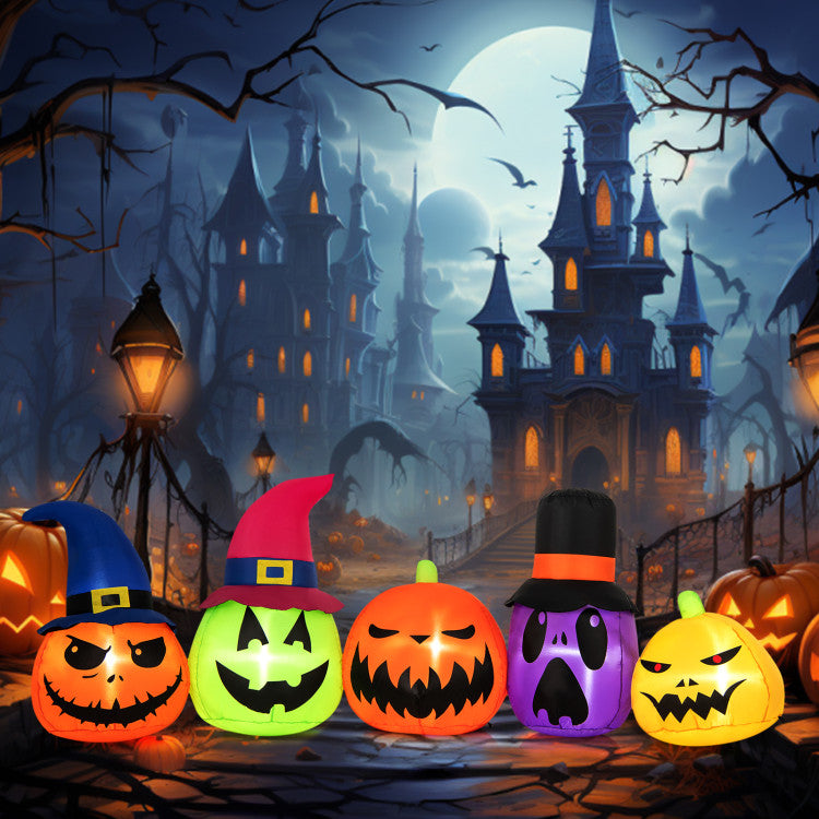 9ft Inflatable Pumpkin Patch with LED Lights &amp; Witch Hats