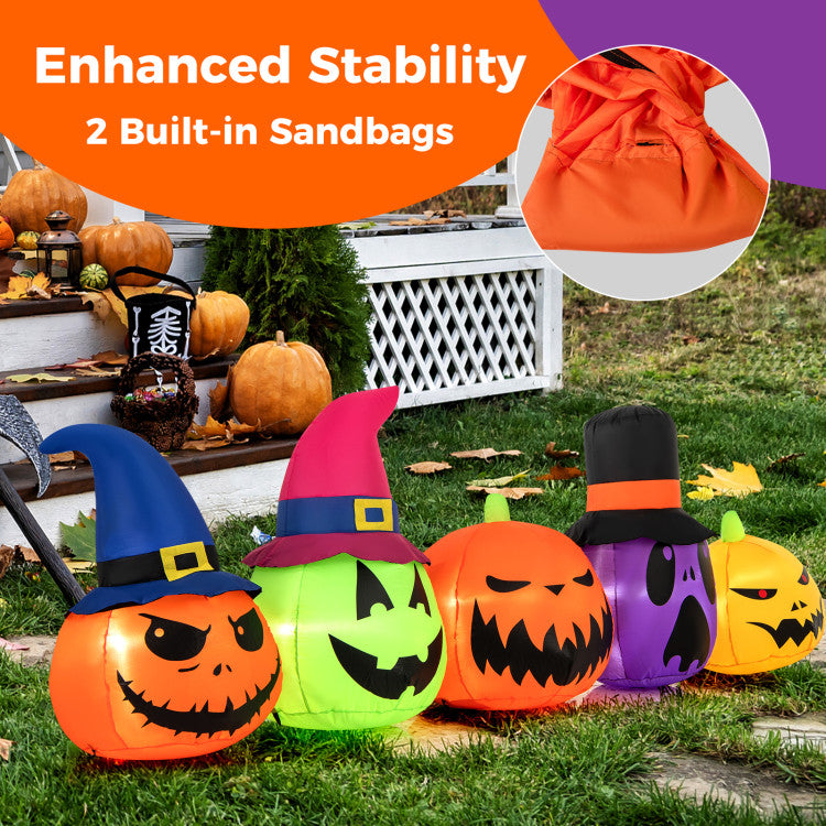 9ft Inflatable Pumpkin Patch with LED Lights & Witch Hats