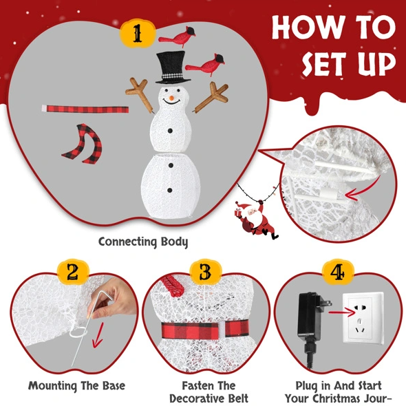 Lighted Snowman Christmas Yard Decorations Pre-lit Snowman And Birds