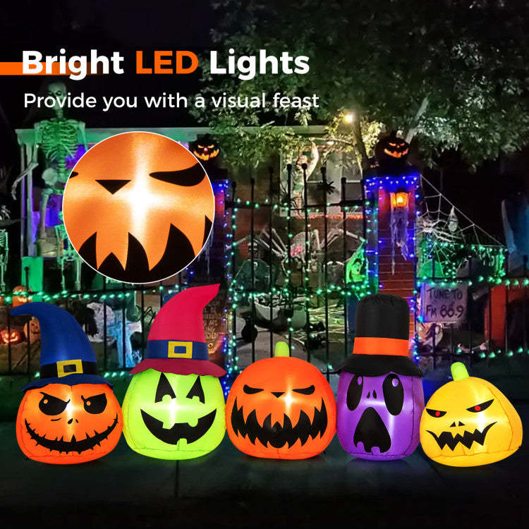 9ft Inflatable Pumpkin Patch with LED Lights &amp; Witch Hats
