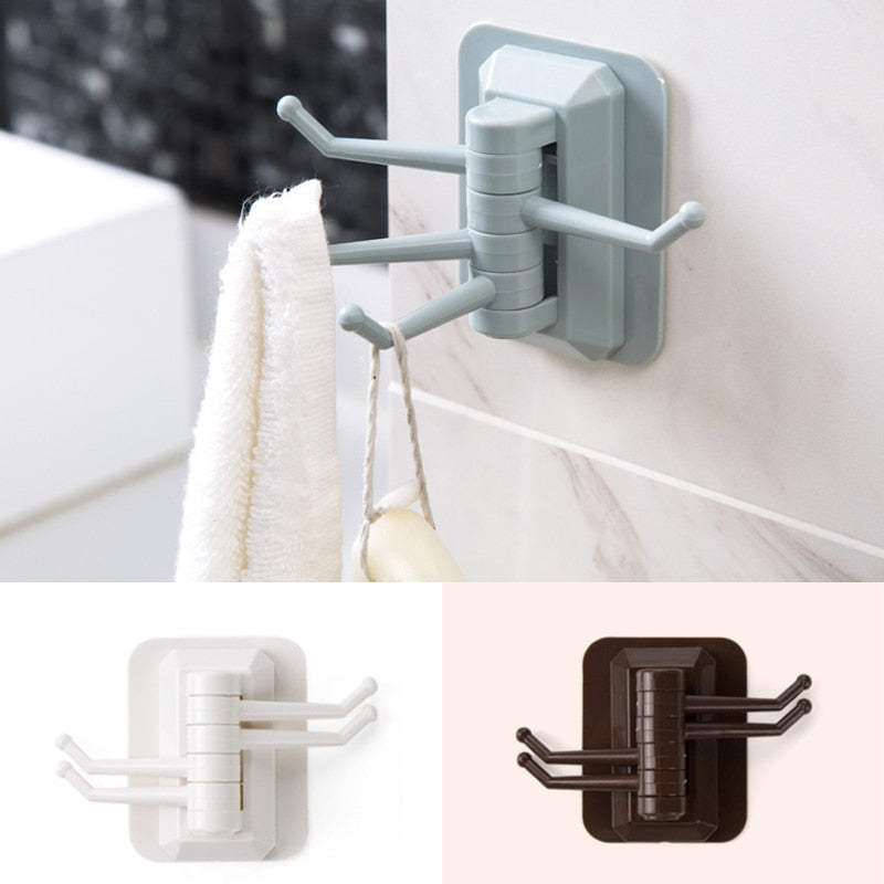 Multipurpose Adhesive Storage Rack Rotatable Kitchen Storage Towel Rack