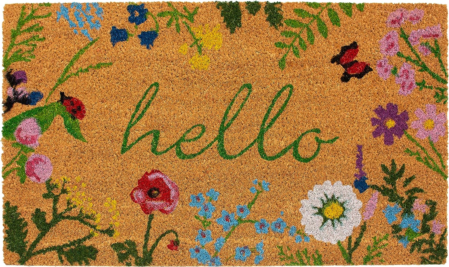 Hello Doormat 17" x 29", Multicolor