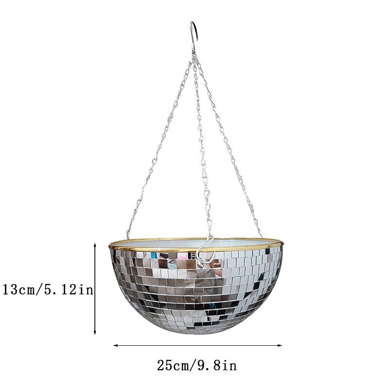 Disco Ball Planter Hanging Mirror Spherical Plastic Flower Pot