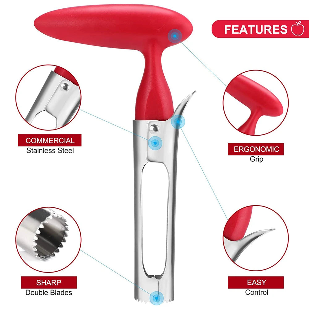 Apple Corer Remover Easy to Use Durable, Red