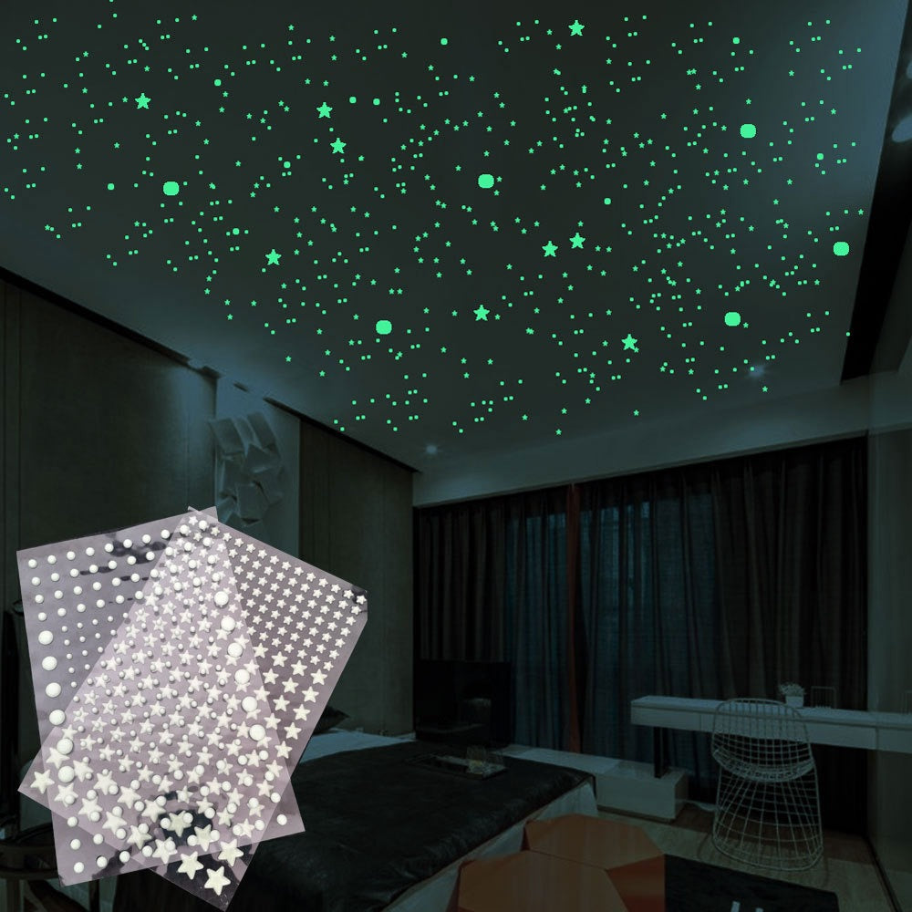 Glow in the Dark 3D Domed and Stars Wall Stickers Night Home Decal for Baby Home Decoration