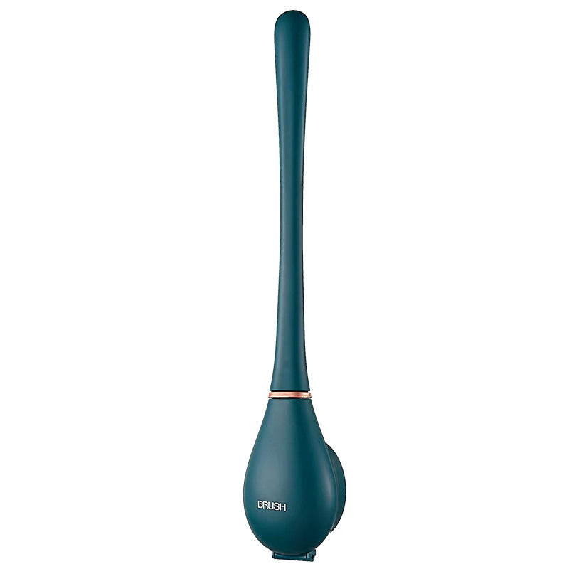 Wall Mounted Toilet Brush Non-Perforated with Silicone Bristles and Base for Cleaning Bathroom (Deep Sea Blue)