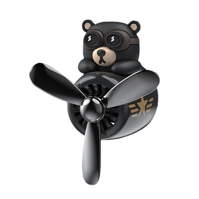 Hako Bear Airplane Car Aromatherapy Cartoon Cute Creative Little Black Bear Pilot Car Air Outlet Perfume (Black Cool Bear)