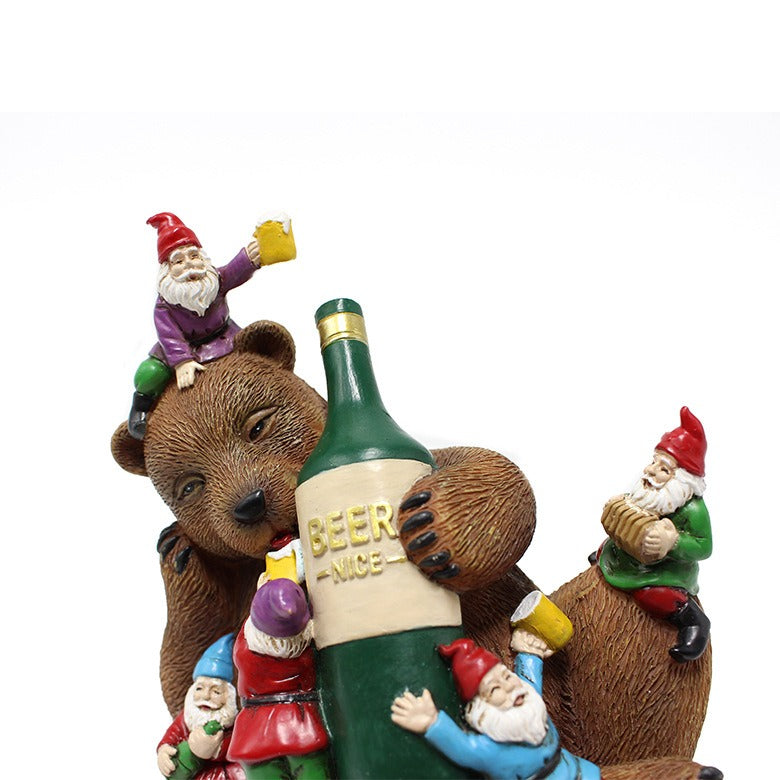 Resin Drunk Brown Bear and Dwarf Decorations Creative Courtyard Garden