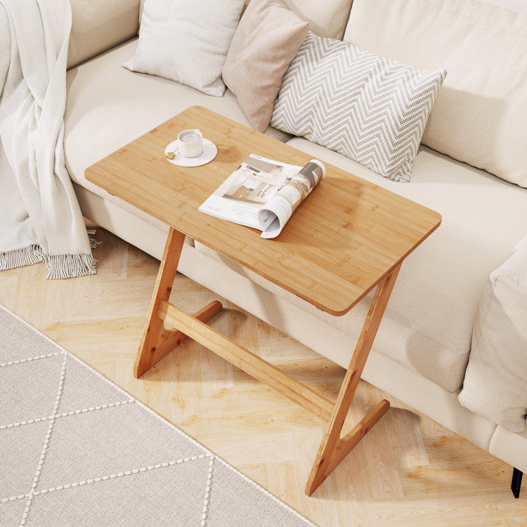 Bamboo Z Shaped Sofa Side Table (Natural)