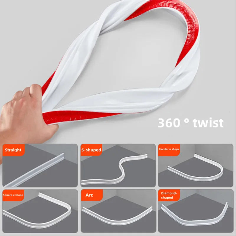 Bendable Bathroom Water Stopper Shower Splashproof Blocker (White, 100CM)