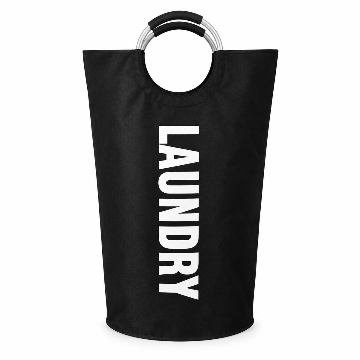 Collapsible Pop-Up Laundry Hamper with Aluminum Handles (Black)