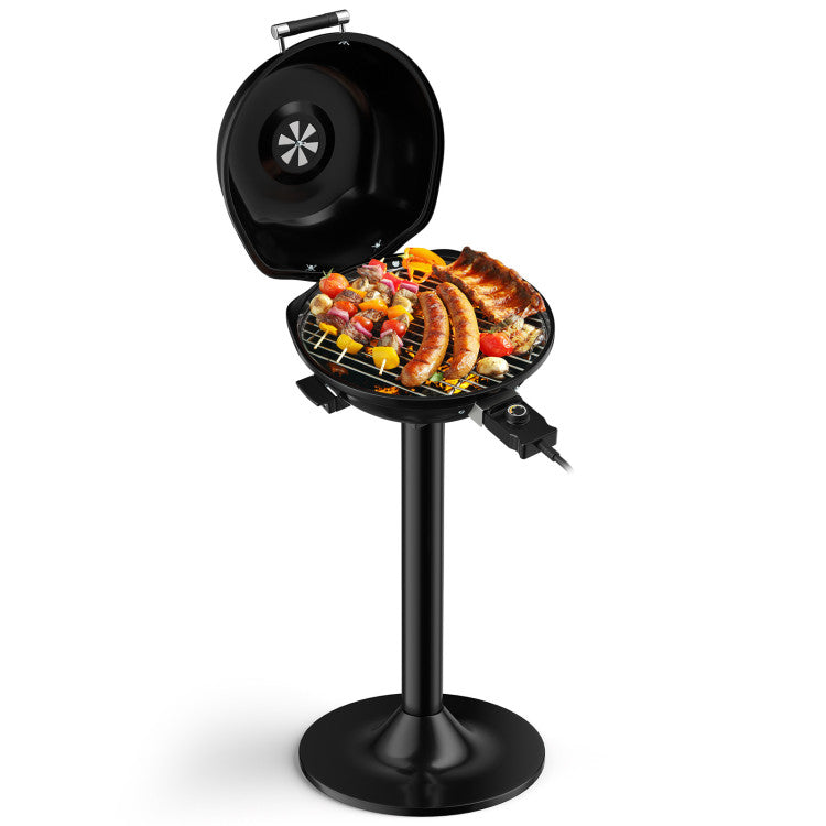 Portable Electric BBQ Grill 1600W with Removable Non-Stick Rack, Black