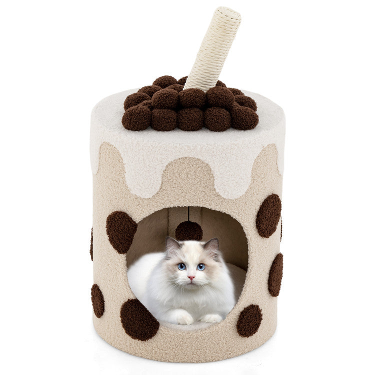 Bubble Tea Cat Tree Tower with Scratching Post (Coffee)