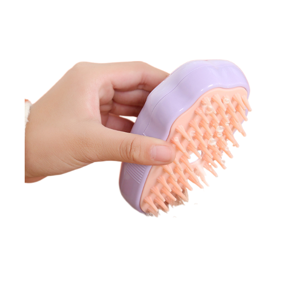 Cat Dog Grooming Tool Pet Bath Brush Anti-Flyaway Hair Brush (Purple)