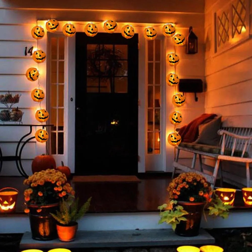 1.2M Halloween String Lights 10 Heads Pumpkin LED for Outdoor Indoor Decor (Warm White)