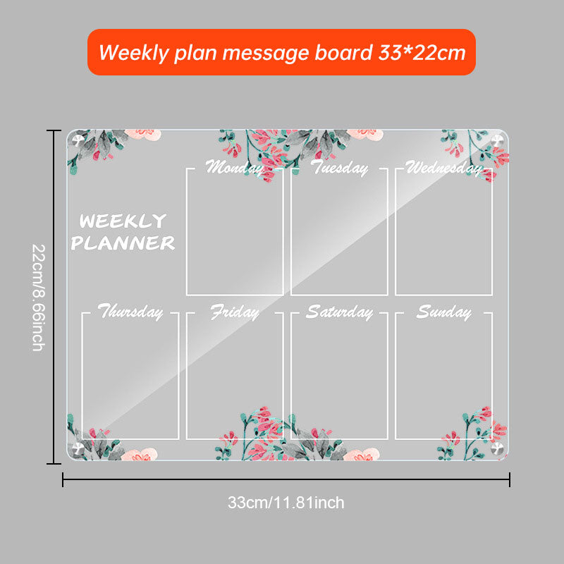 Acrylic Message Monthly Board Magnetic Refrigerator Sticker Calendar Transparent Note Display Board