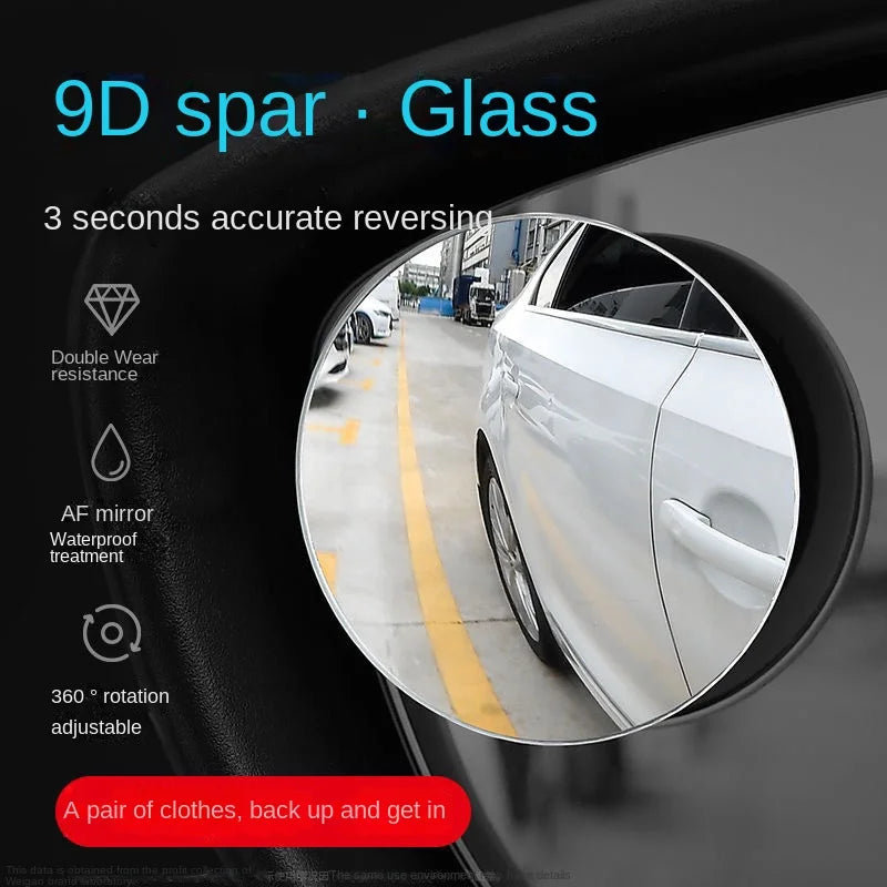 Car Blind Spot Rear View Mirror Wide Angle 360 Degree Adjustable Small Round Mirror Car Reverse Auxiliary Rearview Convex Mirror