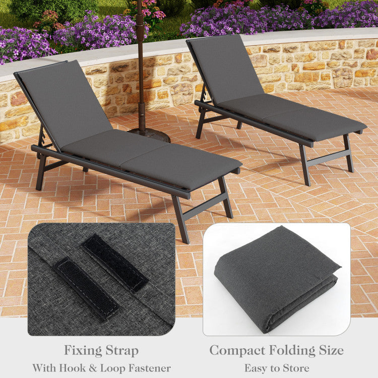 Comfortable Outdoor Chaise Lounge Cushion (Dark Gray)
