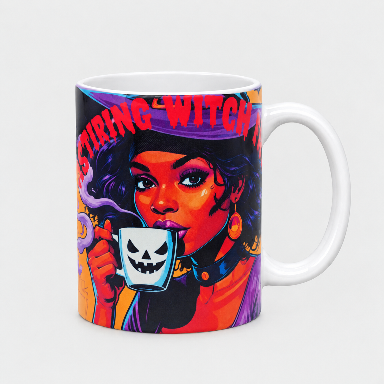 Halloween Resting Witch Face Mug 11 oz Ceramic Coffee Cup, Funny Halloween Gift for Home & Office