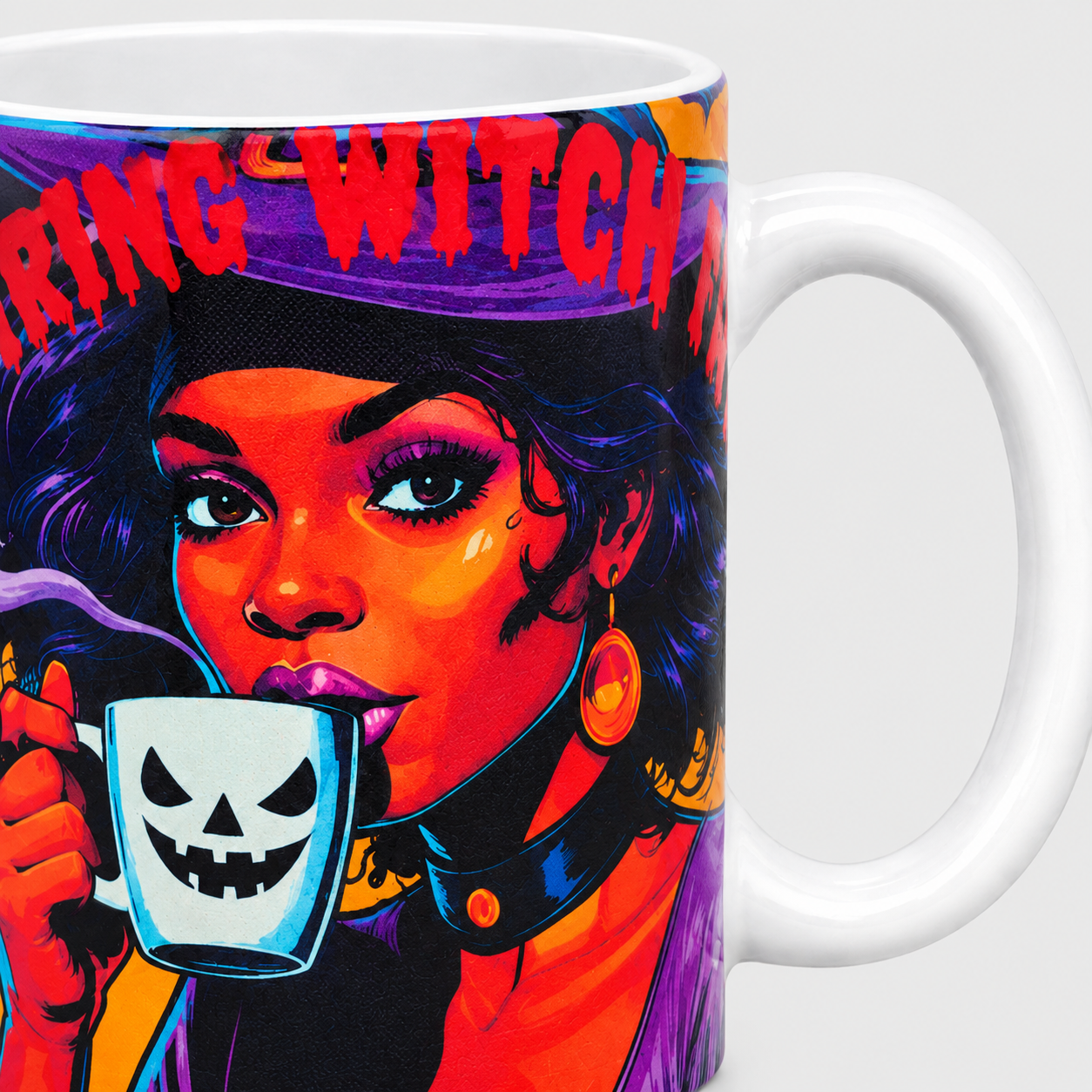 Halloween Resting Witch Face Mug 11 oz Ceramic Coffee Cup, Funny Halloween Gift for Home & Office