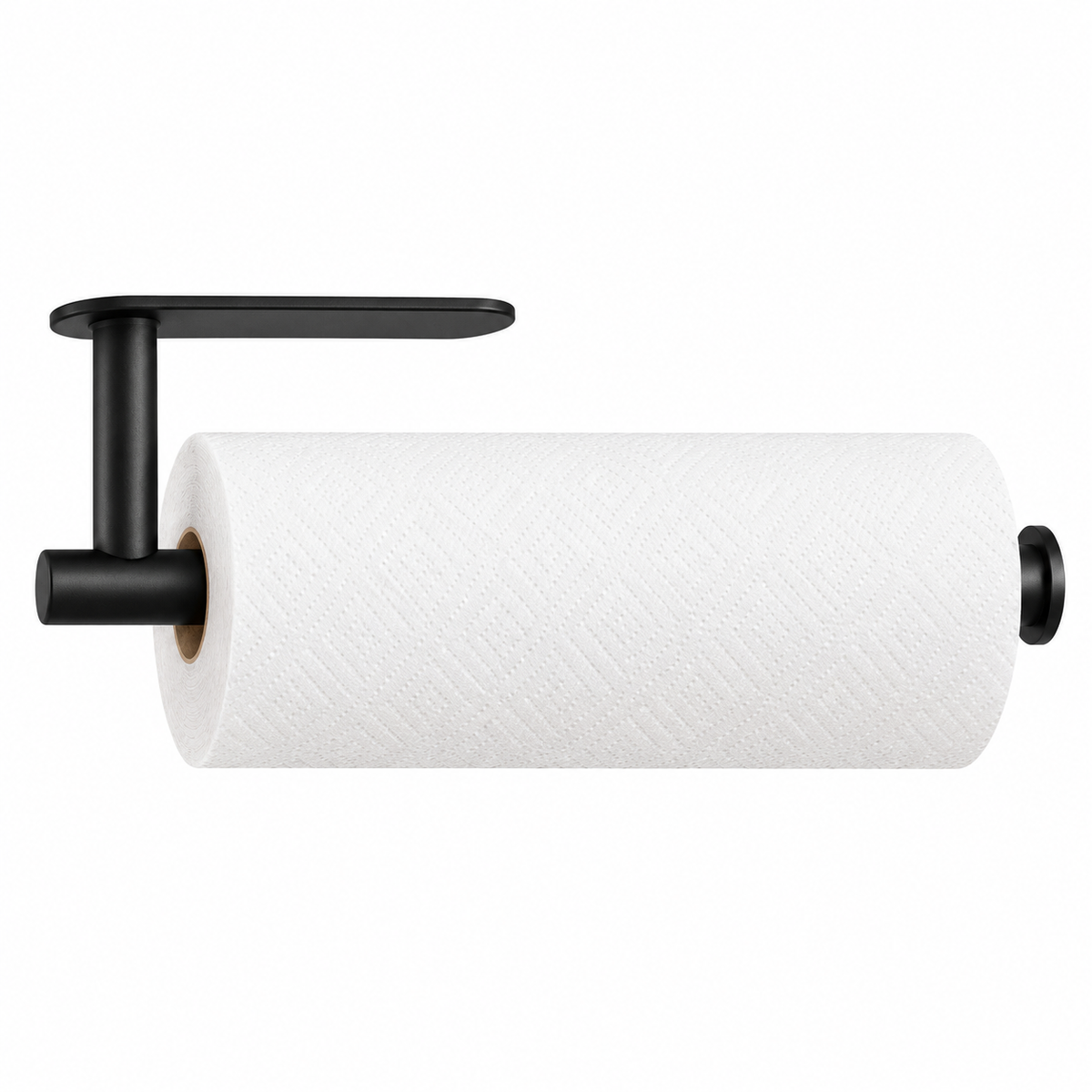 Paper Towel Holder, Strong Adhesive Wall Mount &amp; Countertop Kitchen Organizer, Adjustable Paper Towel Rack, Rust-Resistant Space-Saving Storage (Black)