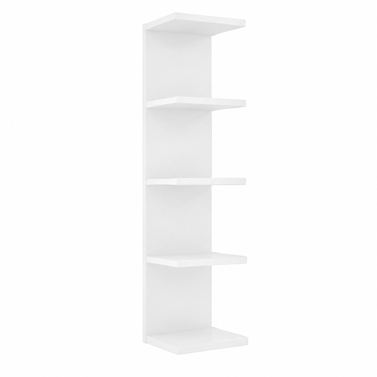 5-Tier Wall Mounted Storage Rack, 31.5-Inch Tall Floating Wall Shelf, Space-Saving Decorative Display Organizer for Bedroom, Living Room &amp; Home (White)