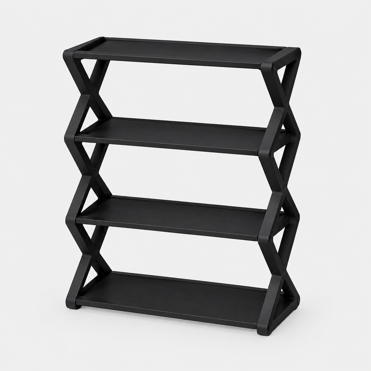 4-Tier X-Frame Shoe Rack, Space-Saving Stackable Shoe Organizer, Multi-Level Shoe Storage Shelf for Entryway, Porch, Bedroom &amp; Living Room