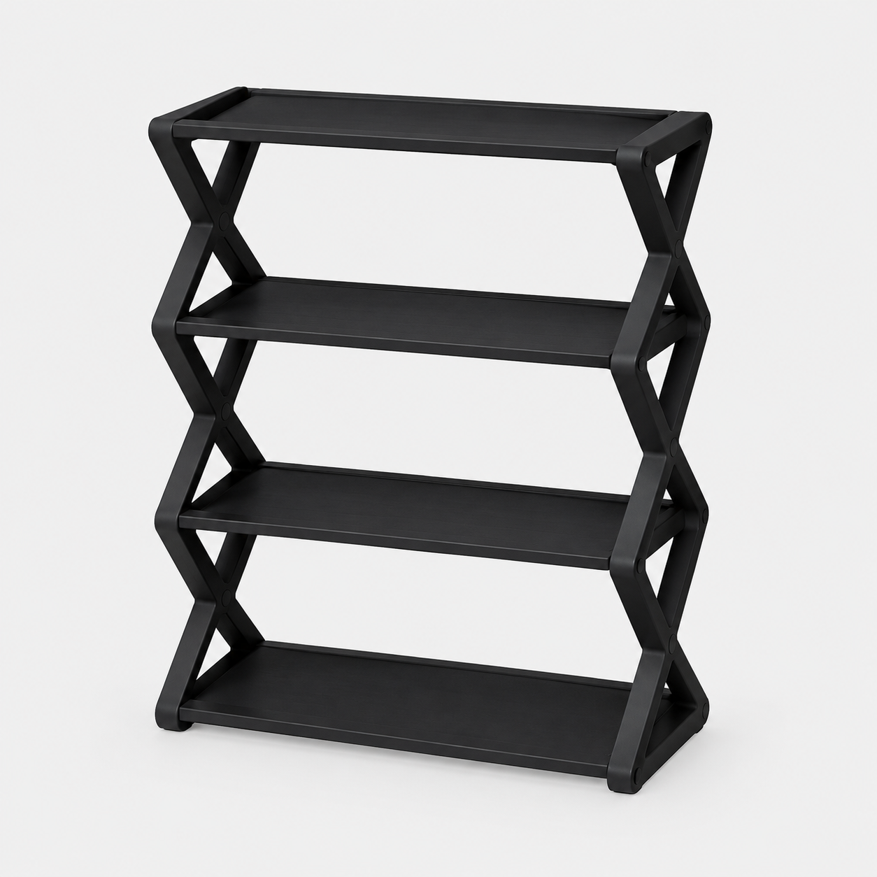 4-Tier X-Frame Shoe Rack, Space-Saving Stackable Shoe Organizer, Multi-Level Shoe Storage Shelf for Entryway, Porch, Bedroom & Living Room