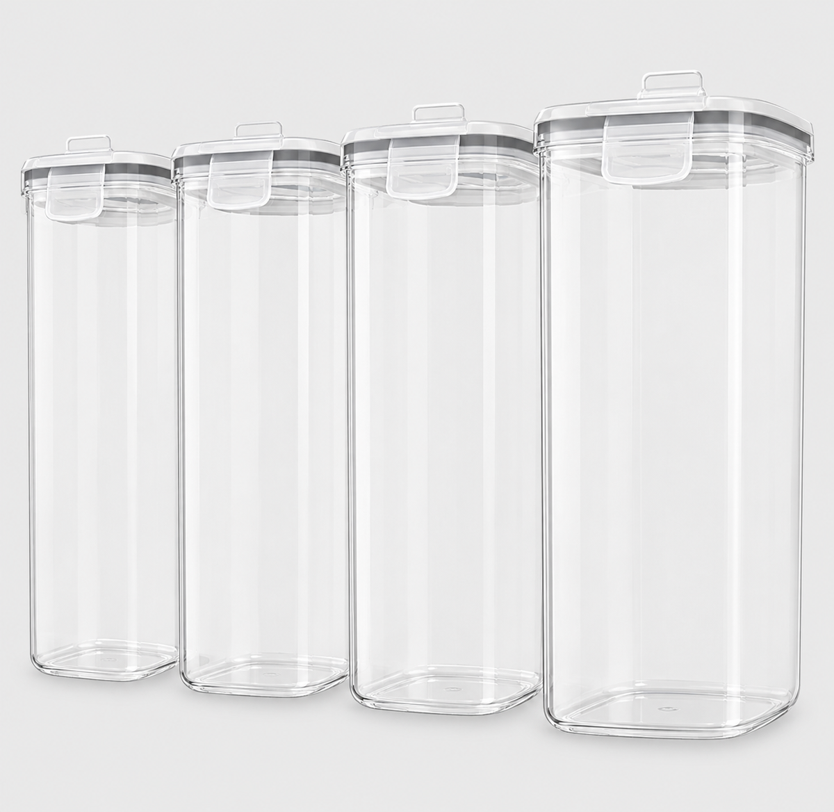 4-Pack 120oz Airtight Food Storage Containers with Lids, Leak-Proof Plastic Pantry Canisters for Cereal, Flour, Sugar &amp; Dry Goods, Labels &amp; Marker Included