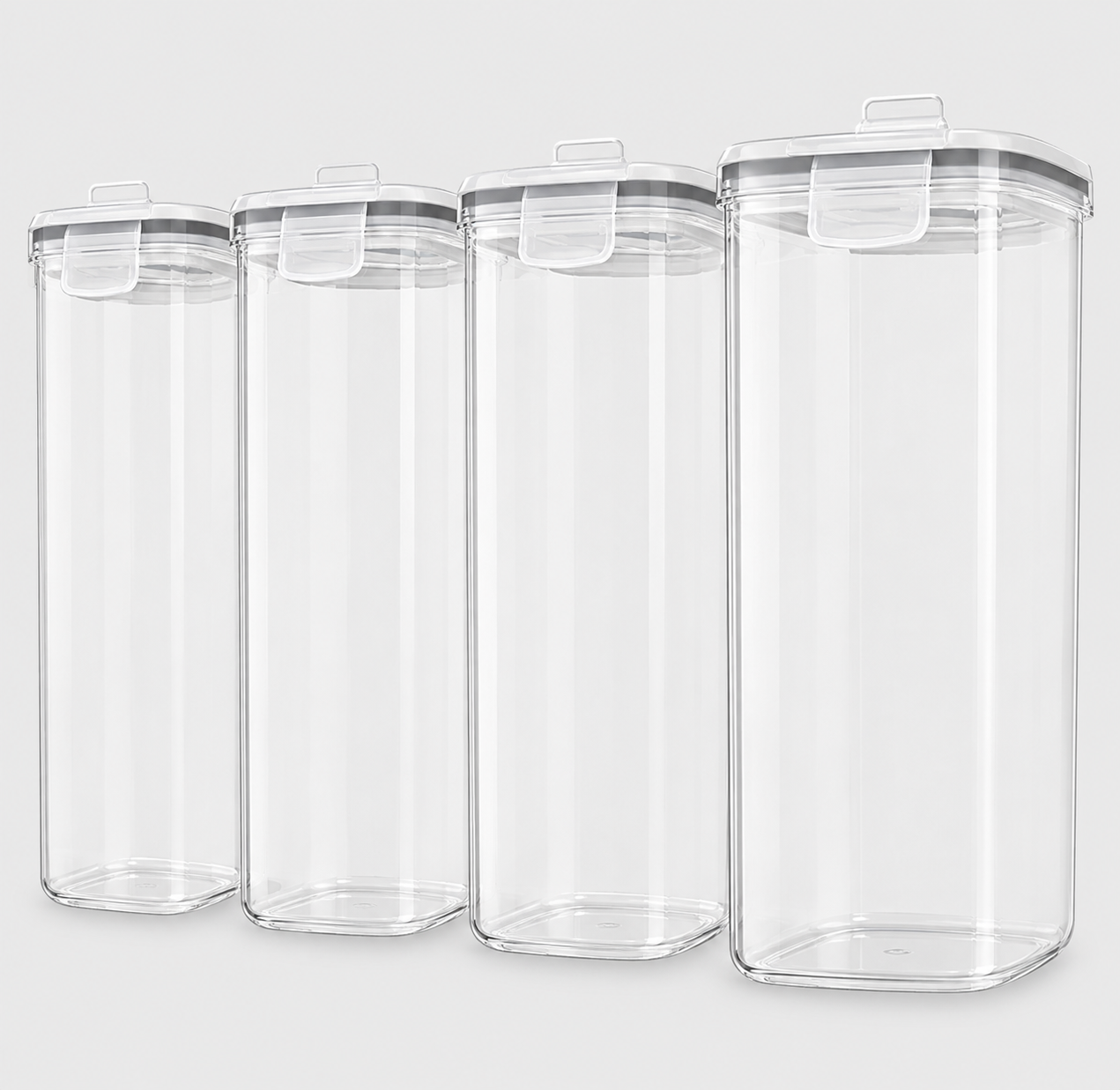 4-Pack 120oz Airtight Food Storage Containers with Lids, Leak-Proof Plastic Pantry Canisters for Cereal, Flour, Sugar & Dry Goods, Labels & Marker Included