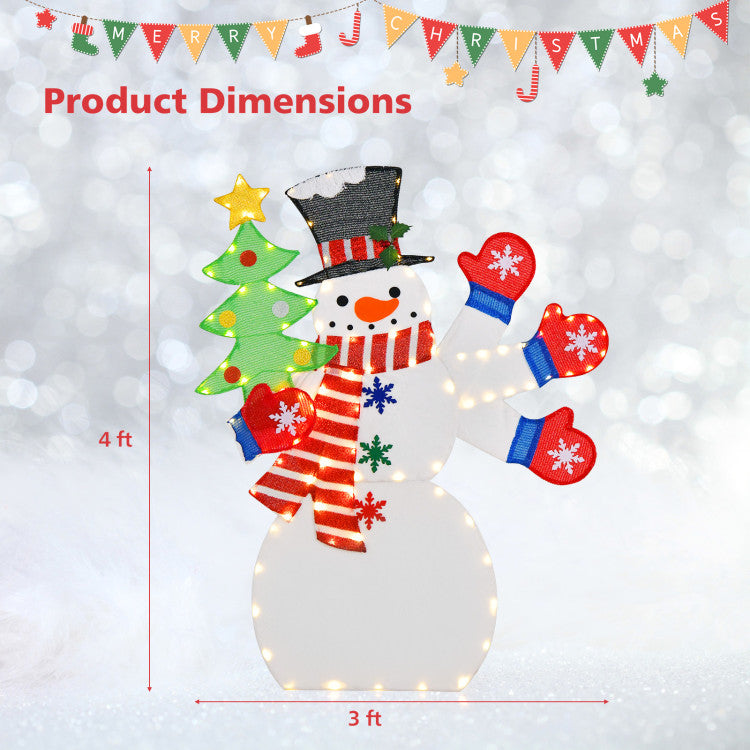 Christmas Snowman 4FT Decoration with Waving Hand and 140 LED Lights