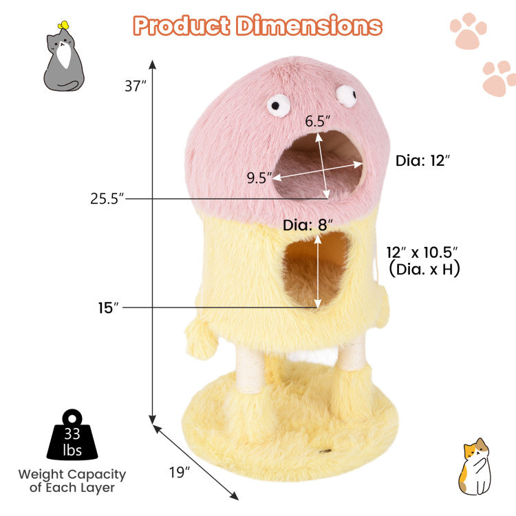 Monster Cat Condo 3-Leve with Scratching Posts