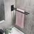 No-Drill Stainless Steel Towel Rack Two-Arm Towel Holder for Bathroom (Black)